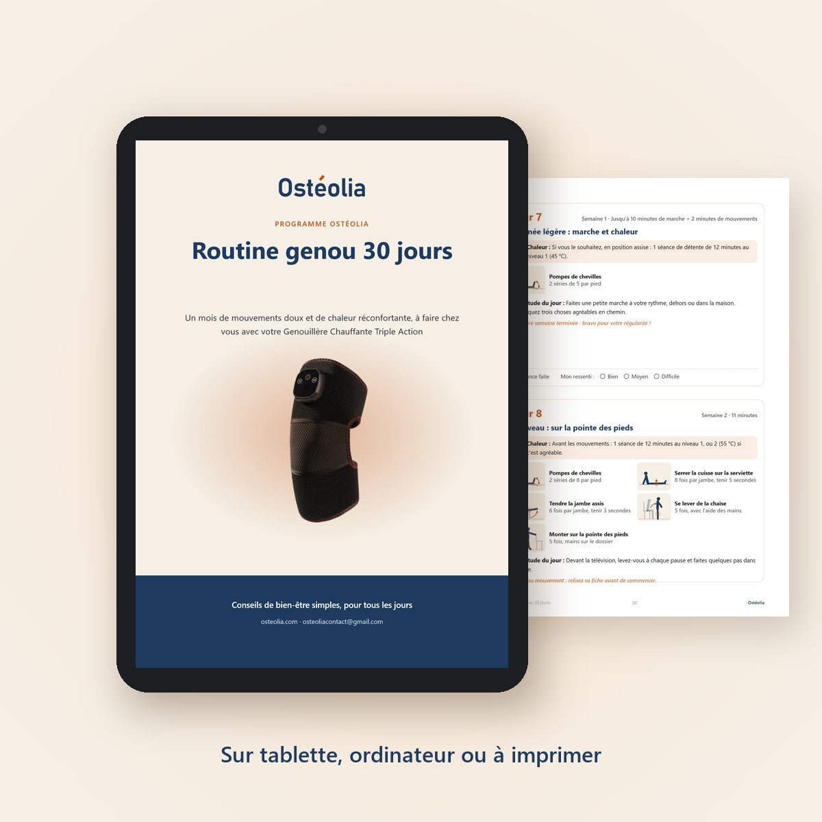Ebook Routine genou 30 jours, sur tablette