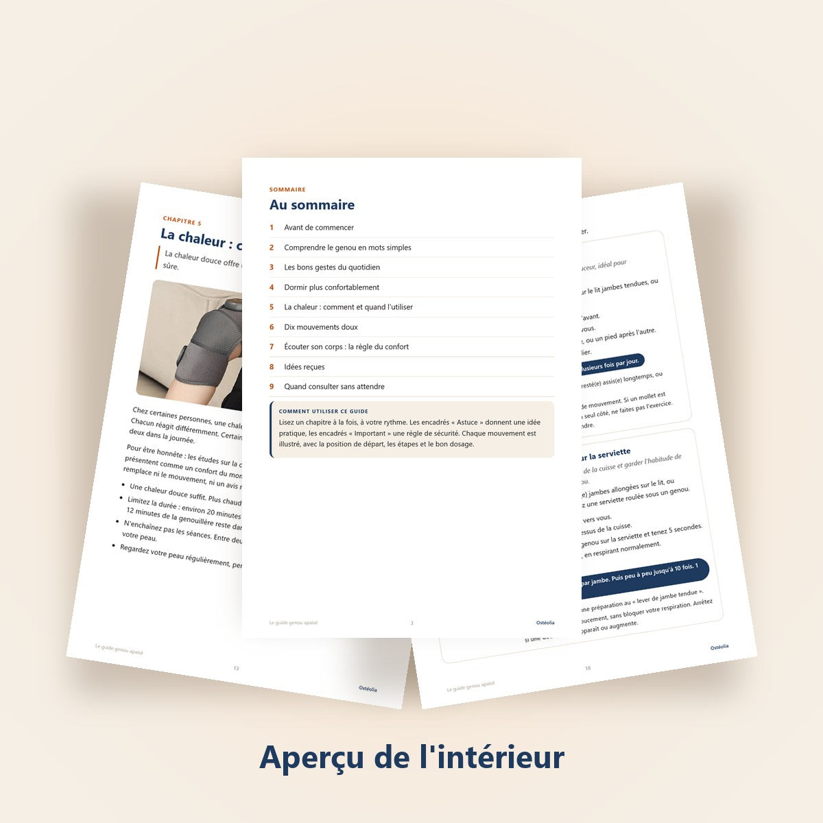 Ebook Le guide genou apaisé, aperçu des pages intérieures