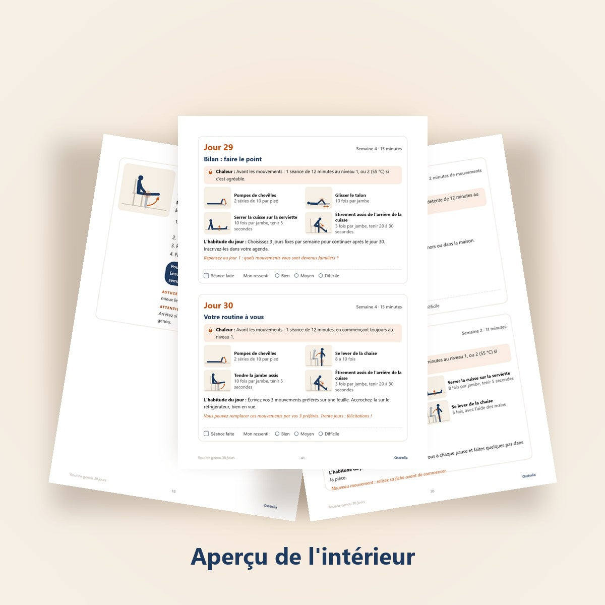 Ebook Routine genou 30 jours, aperçu des pages intérieures